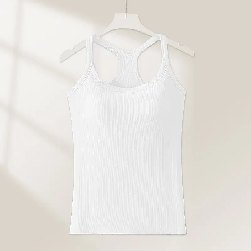 Built-in Bra Tank Top for Women, Ribbed Cami
