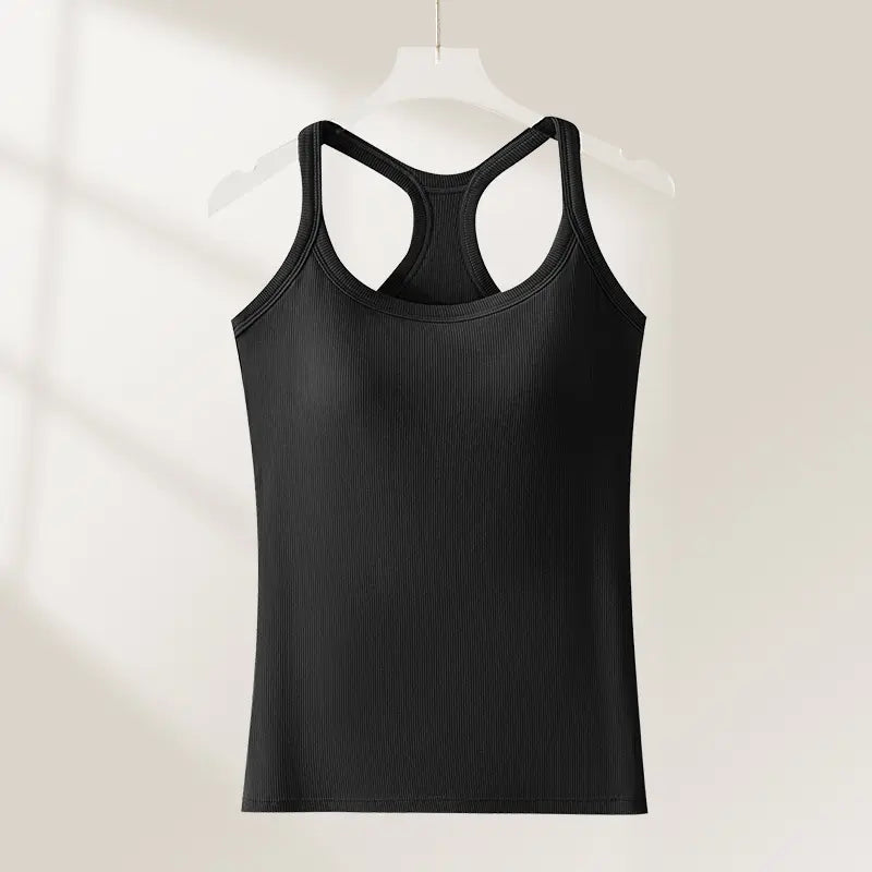 Built-in Bra Tank Top for Women, Ribbed Cami
