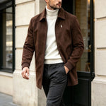 Button-Front Collared Men Coat