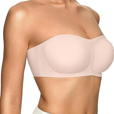 💞Womens Strapless Bras Push Up Bandeau Bra Non Slip Wireless Supportive Padded Bras Seamless Comfortable Tube Jelly Bras