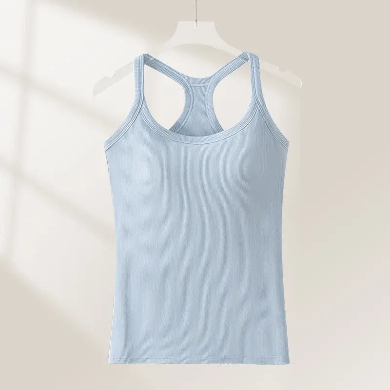 Built-in Bra Tank Top for Women, Ribbed Cami