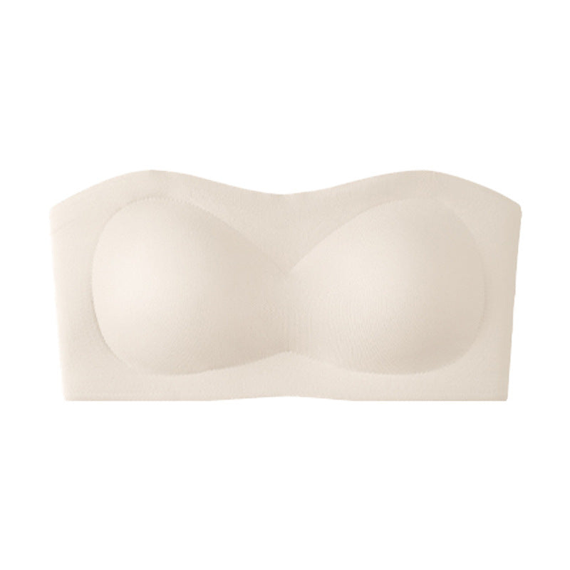 💞Womens Strapless Bras Push Up Bandeau Bra Non Slip Wireless Supportive Padded Bras Seamless Comfortable Tube Jelly Bras