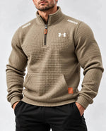Quilted Grid Quarter Zip Pullover