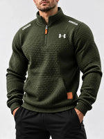 Quilted Grid Quarter Zip Pullover
