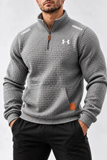 Quilted Grid Quarter Zip Pullover