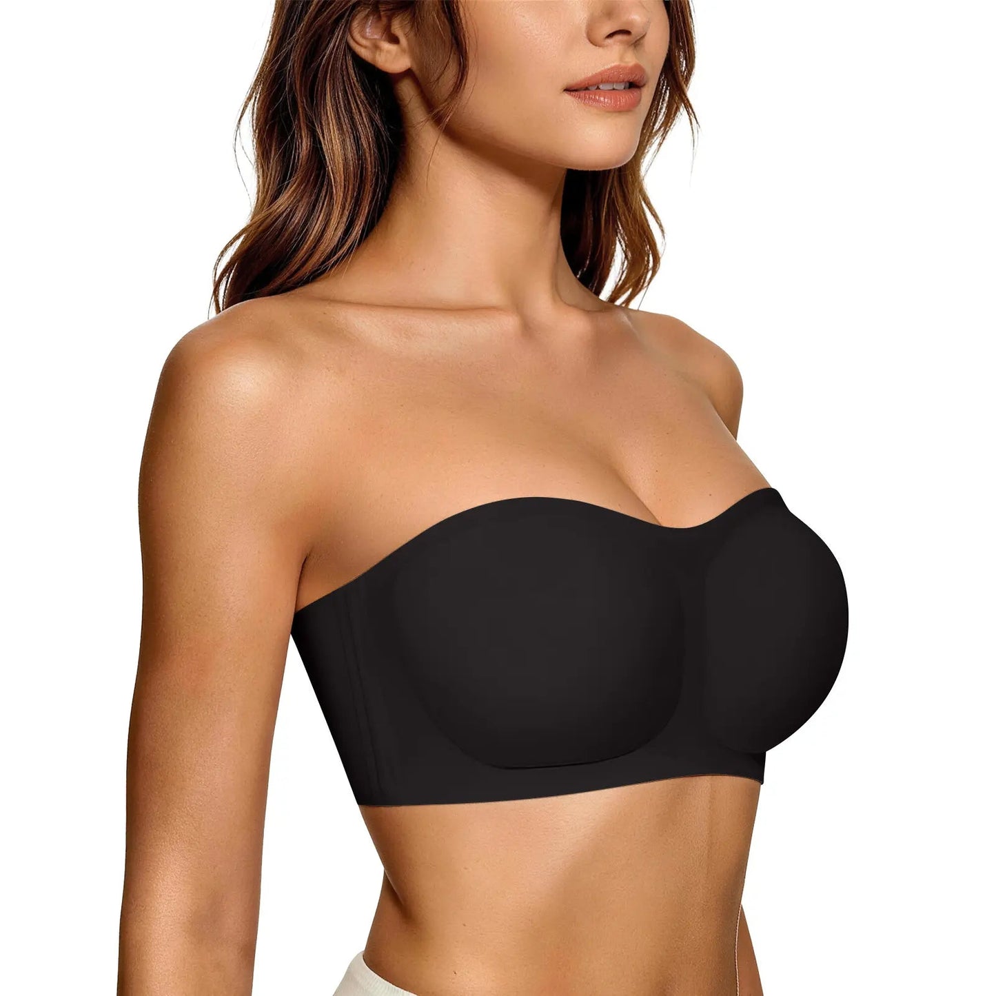 💞Womens Strapless Bras Push Up Bandeau Bra Non Slip Wireless Supportive Padded Bras Seamless Comfortable Tube Jelly Bras