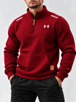 Quilted Grid Quarter Zip Pullover