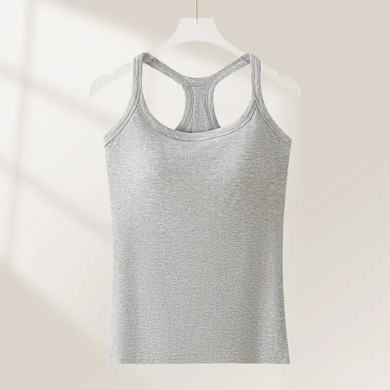 Built-in Bra Tank Top for Women, Ribbed Cami